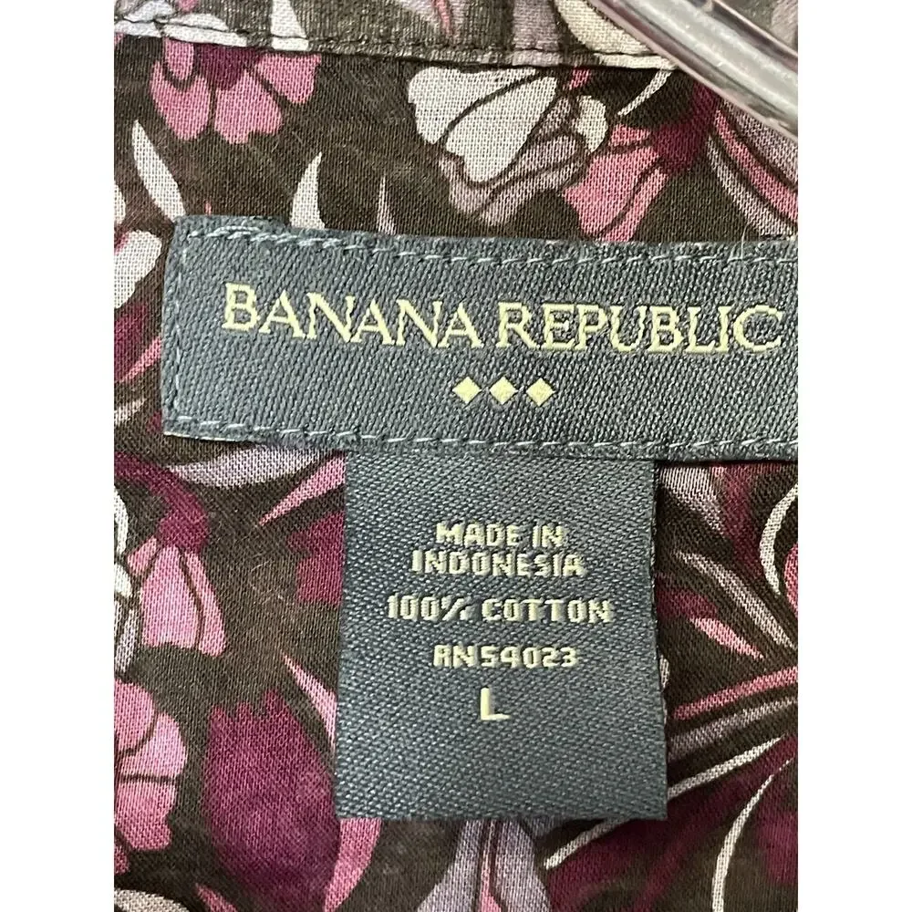 Vintage Banana Republic Shirt Womens Large Floral Sheer Button Up Fall 2007 - Picture 6 of 10